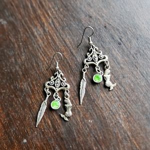 Mermaid, feather and Jem Earrings